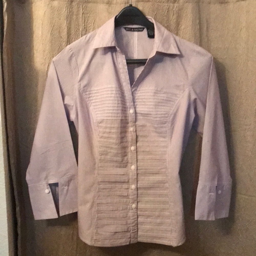 Zac and Rachel pin tucked button down shirt